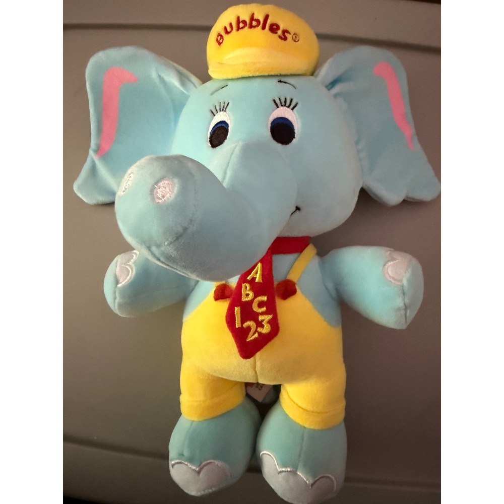 Fiesta Bubbles Standing Elephant Plush Blue Yellow ABC 123‎ Tie Hat 11.5" L07347